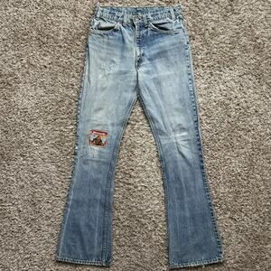 Vintage 70s Levi’s USA Orange Tab Blue Denim Jeans Boot Cut Flare 517 Size 29x33